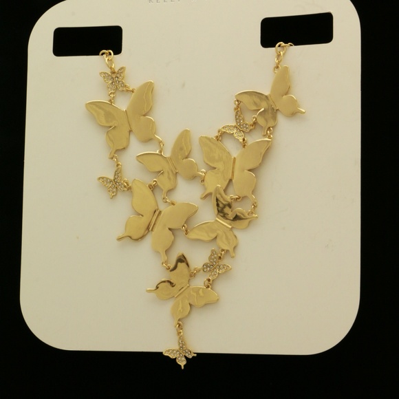 Restocked, one left! Butterfly gold cascade necklace with bling - Picture 4 of 4